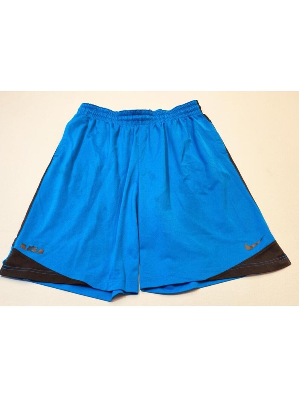 Nike Basketball Shorts Dri-FIT Men's Large Blue Black Drawstring Pockets 9989